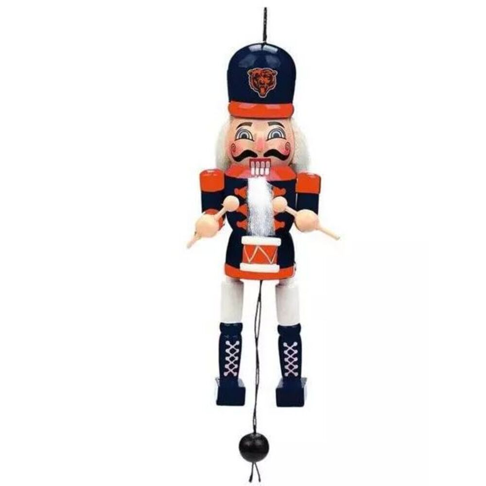 FOCO NFL Chicago Bears 6-inch Pull String Wooden Nutcracker Ornament